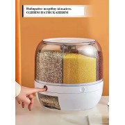 Вращающийся диспенсер для хранения сыпучих продуктов круп с дозатором на 6 отделений