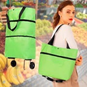 Тканевая тележка 5л удобная складная хозяйственная сумка на колесах Салатовая