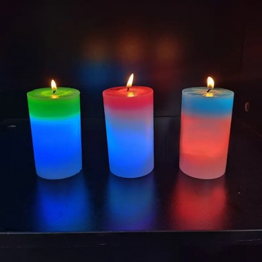 Декоративная восковая свеча с эффектом пламенем и LED подсветкой Candles magic 7 цветов RGB