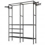 Вешалка стойка для одежды (160x112x46см) Pole / Телескопическая вешалка с полками