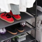 Вешалка стойка для одежды (160x112x46см) Pole / Телескопическая вешалка с полками