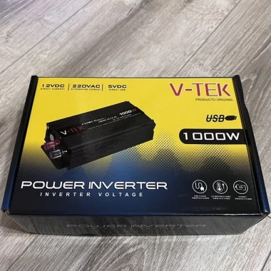 Преобразователь напряжения автомобильный V-TEK PowerMaxx-SSK1000W, инвертор 12/220В, USB, охлаждение Черный