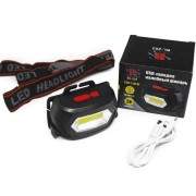 Фонарь налобный аккумуляторный Bailong BL 203 / 7568 COB MicroUSB Черный