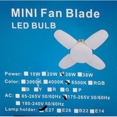 Лампочка складная светодиодная 4 лопасти E27 KK-202 Mini fan blade bulb