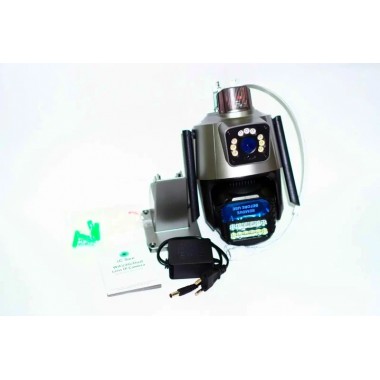 Уличная охранная поворотная WIFI камера  Dual Lens Zoom 8MP сирена, зум, iCSee удаленным доступом онлайн