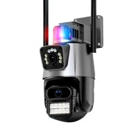 Уличная охранная поворотная WIFI камера Dual Lens Zoom 8MP сирена, зум, iCSee удаленным доступом онлайн
