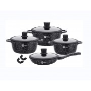 Набор кастрюль с антипригарным гранитным покрытием Higher Kitchen и крышками (10 предметов) НК 324 Черный