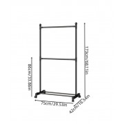 Стойка СТАЛЬНАЯ вешалка для одежды и обуви напольная с перекладиной Black 173 см.