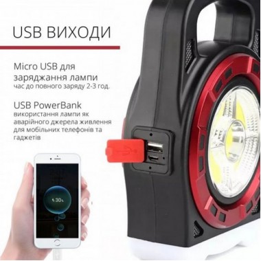 Кемпинговый фонарь с солнечной батареей и Power Bank Hurry Bolt - HB 6678