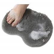 Массажная щетка мочалка для спины и ног Силиконовая на присосках в ванную или душевую Серая