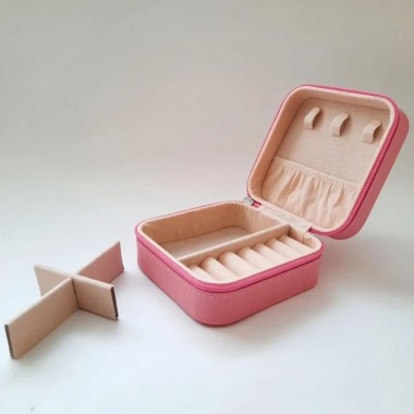 Шкатулка-органайзер для украшений, кожаная PINK Розовый