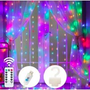 Светодиодная гирлянда штора с пультом мультик 3х2 м от USB 200 LED комнатная гирлянда занавес на окно