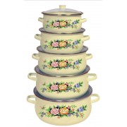 Набор эмалированных кастрюль Higher Kitchen ZP-321 10 шт. цвет желтый