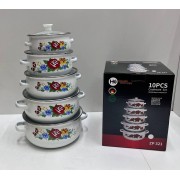 Набор кастрюль со стеклянной крышкой эмалированные Higher Kitchen ZP-321 набор из 10 шт