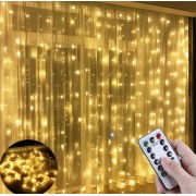 Светодиодная гирлянда штора LED Light 3х2 метра от USB + пульт Теплый SF-19