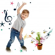 Интерактивный плюшевый танцующий кактус МЕКСИКАНЕЦ Dancing Повторюшка поющий кактус с подсветкой