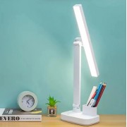 Лампа поворотная для дома настольная с органайзером на 2-х аккумуляторах светильник DIGAD 1975 LED Белая/Whit