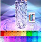 Настольная аккумуляторная лампа с пультом 22см ночник Роза с пультом RGB Crystal Rose.