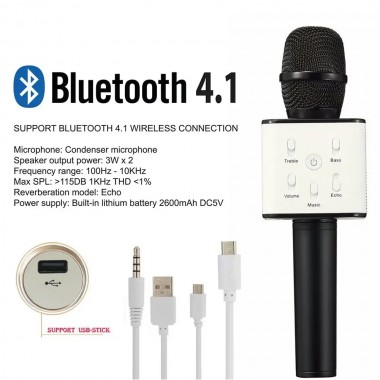 Детский беспроводной микрофон караоке Q7 USB c функцией смены голоса без чехла