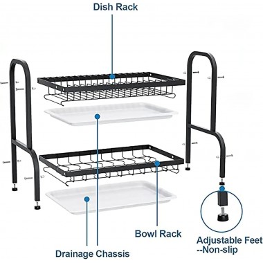 Органайзер для сушки и хранения посуды металл 2 яруса Bawl Rack (R2F-43см)