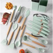Набор кухонныx принадлежностей + набор ножей Zepline ZP-107 19 предметов Бирюзовый