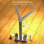 Светодиодная настольная лампа с двумя плафонами на аккумуляторе с термометром, часами, календарем