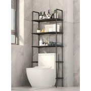 3-Уровневый Стеллаж над Унитазом Черный 47*25*175 см