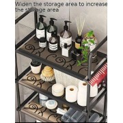 3-Уровневый Стеллаж над Унитазом Черный 47*25*175 см