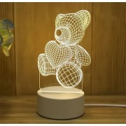 Акриловый 3D ночник-светильник Мишка несколько подсветок с пультом