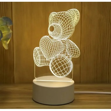 Акриловый 3D ночник-светильник Мишка несколько подсветок с пультом Акриловый 3D ночник-светильник Мишка несколько подсветок с пультом