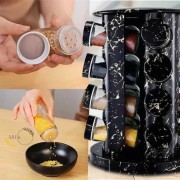 Органайзер для специй, набор емкостей баночек Marble BLACK 16 штук