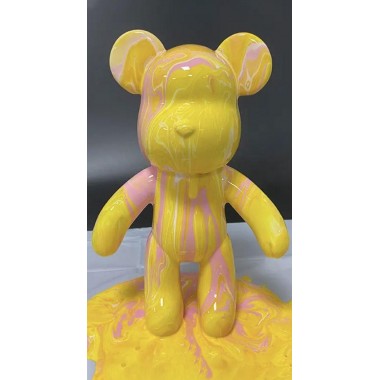 Флюидный медвежонок fluid bear bearbrick, 23 см, с красками YELLOW