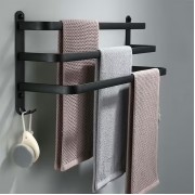 Алюминиевая вешалка-держатель для полотенец 3-оси Fumei LM 40 cm-3-Rods Черная