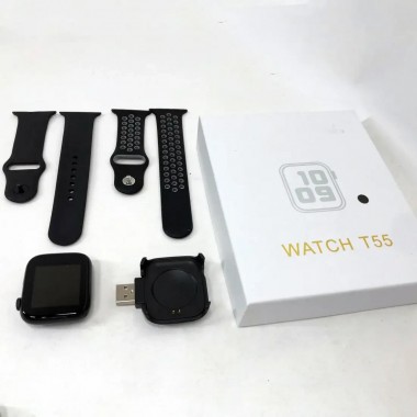 Умные смарт часы Smart Watch T55 с 2 ремешками, поддержка звонков, спортивные режимы, влагозащита ip 67 NBM