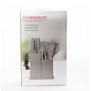 Набор кухонных принадлежностей на подставке TS Kitchen 19 штук из силикона с бамбуковой ручкой Серый