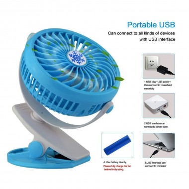 Портативный настольный мини вентилятор Moltis на прищепке Mini Fan WX 6503 ABS-пластик Blue