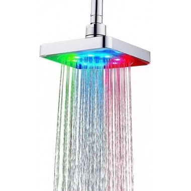 Лейка насадка для душа с LED подсветкой RGB светодиодная, квадратная 150 мм LED Shower head AND XL-902