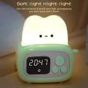 Детские часы с будильником, подсветкой и USB зарядкой / Электронные часы будильник / Настольные часы Зелёный