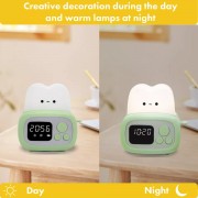 Детские часы с будильником, подсветкой и USB зарядкой / Электронные часы будильник / Настольные часы Зелёный