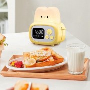 Настольные часы с будильником Желтый, Тостер /Детские часы с LED подсветкой