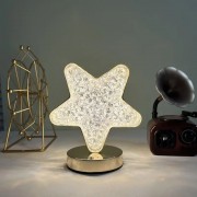 Настольная хрустальная лампа Звезда прикроватная с Usb-портом светильник сенсорный ночник портативный золотой