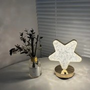 Настольная хрустальная лампа Звезда прикроватная с Usb-портом светильник сенсорный ночник портативный золотой