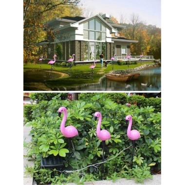 Садовый светодиодный светильник SV на солнечной батарее в виде Фламинго 3 шт Фиолетовый