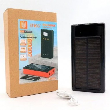 Мощный портативный Рowerbank UKC 8058 Solar Charger 60 000MAh, с солнечной панелью, кабелями и фонариком