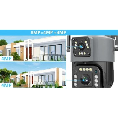 Уличная 4G камера V380 8Мп 2 объектива удаленный просмотр поддержка SIM-карт вращение сигнализация