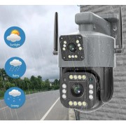 Уличная 4G камера V380 8Мп 2 объектива удаленный просмотр поддержка SIM-карт вращение сигнализация