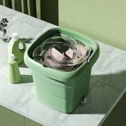 Складная стиральная машина Folding Washing Machine силиконовая складная стиралка ведро 7 л. Зеленый