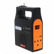 Портативная солнечная станция YOBOLIFE 3601-LM-6V функция Power Bank, мощный фонарь, FM радио, MP3 + 2 лампы