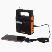 Портативная солнечная станция YOBOLIFE 3601-LM-6V функция Power Bank, мощный фонарь, FM радио, MP3 + 2 лампы