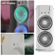Вентилятор настольный двойной с охлаждением Double-ended Spray Fan LED подсветка 3 скорости пульт
